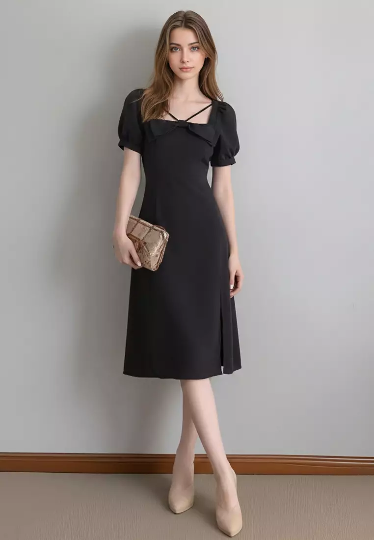 Bow Square Neck Dress