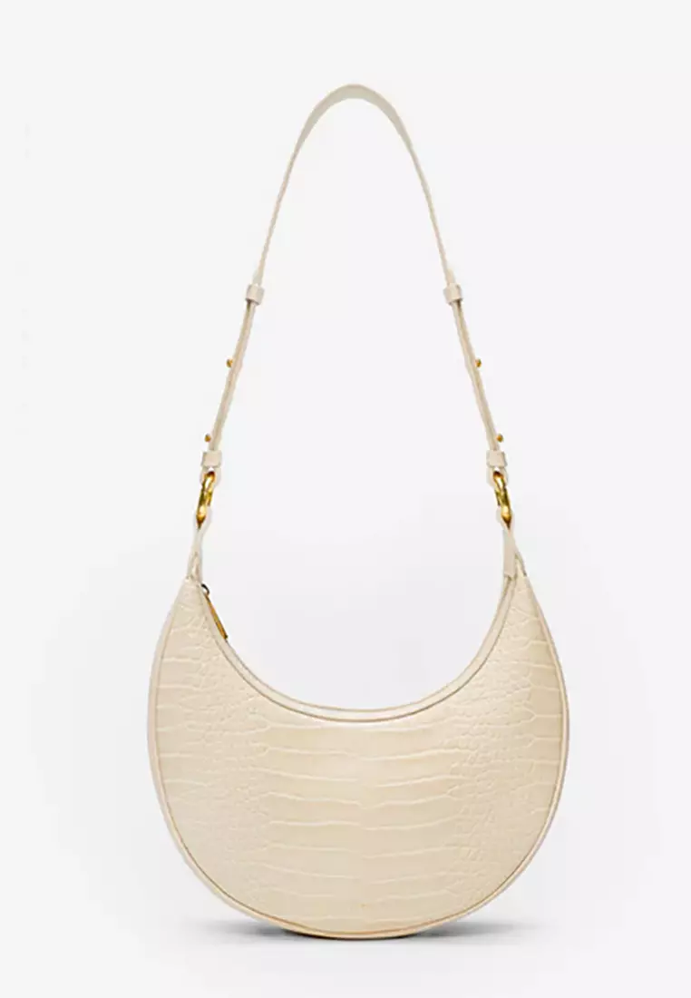 Carly Saddle Bag - Ivory Croc