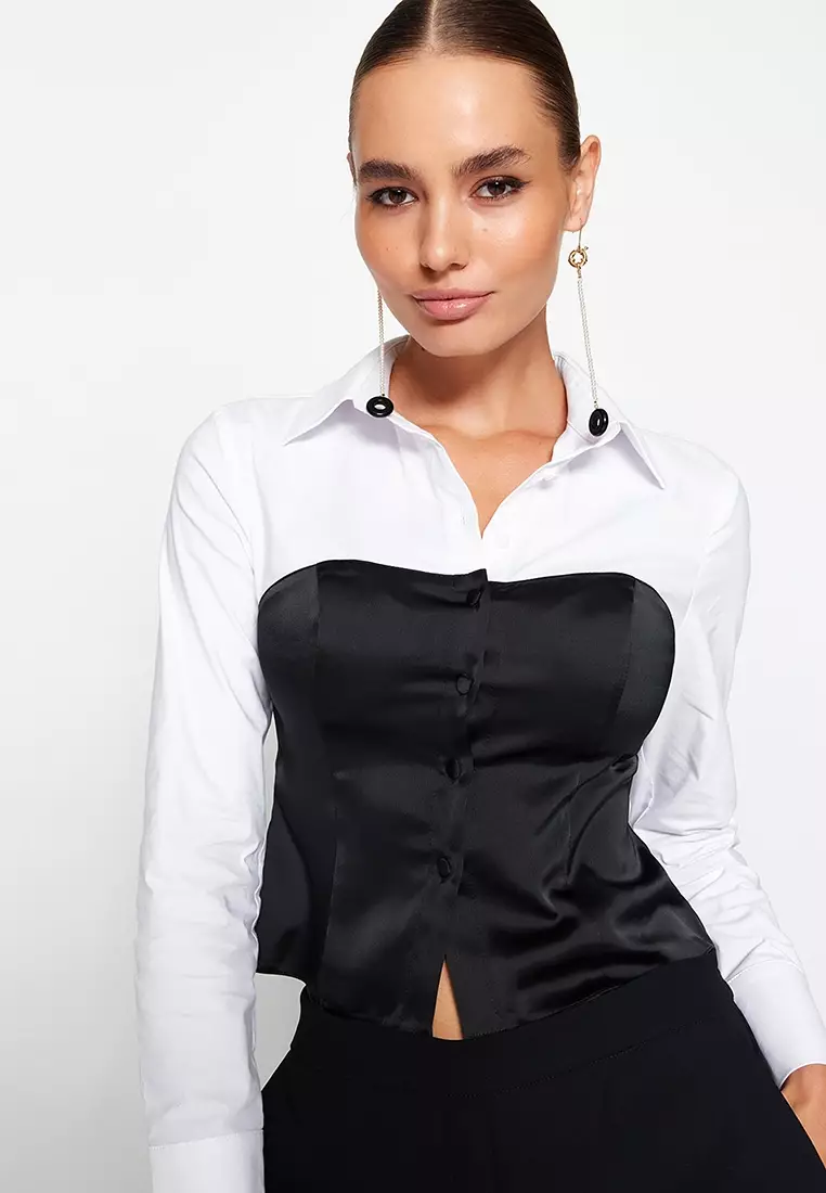 Buy Trendyol BlackWhite Fitted Shirt 2024 Online ZALORA