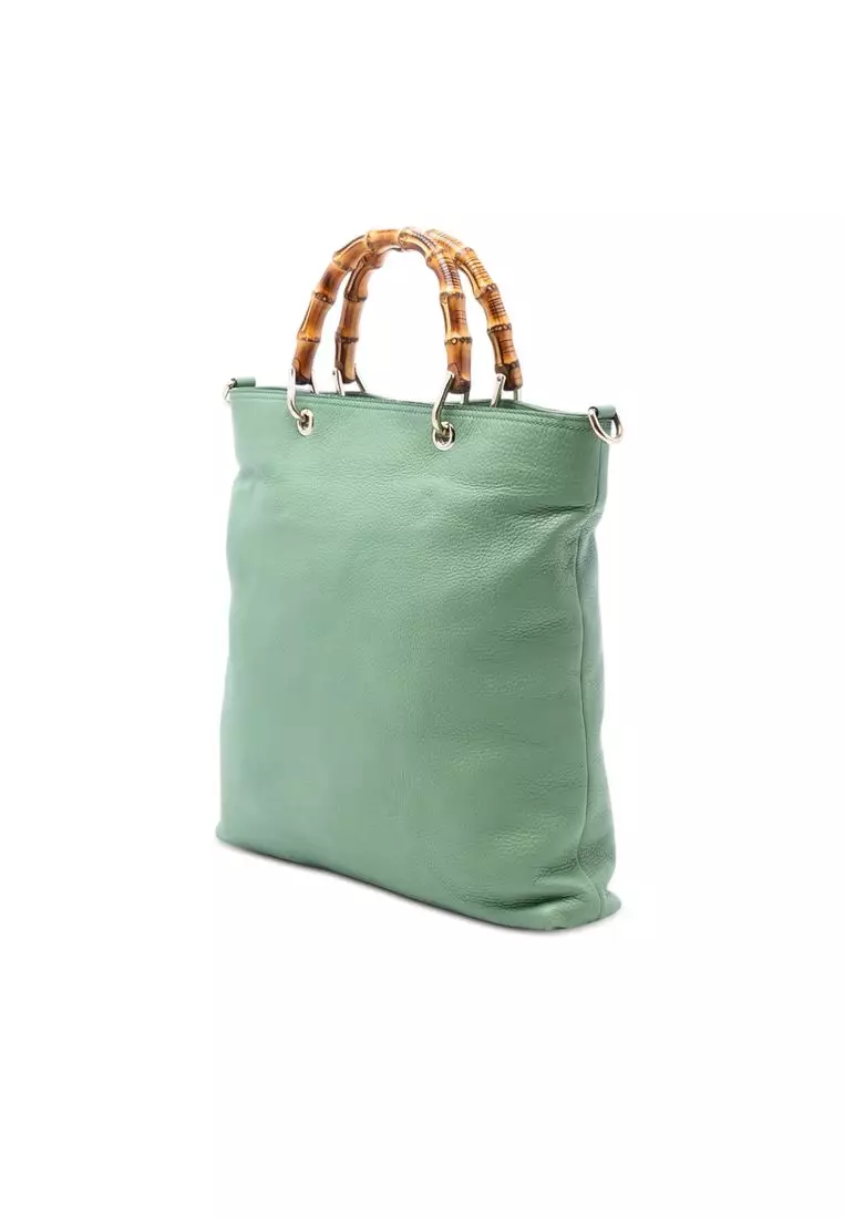 Pre-Loved Gucci Tall Leather Bamboo Shopper Tote