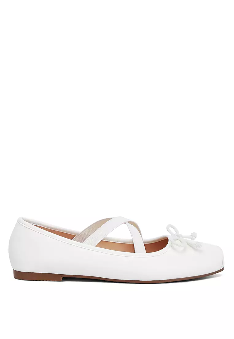 Discount on London Rag  shoes - SKU: White Recycled Faux Leather Ballet Flats