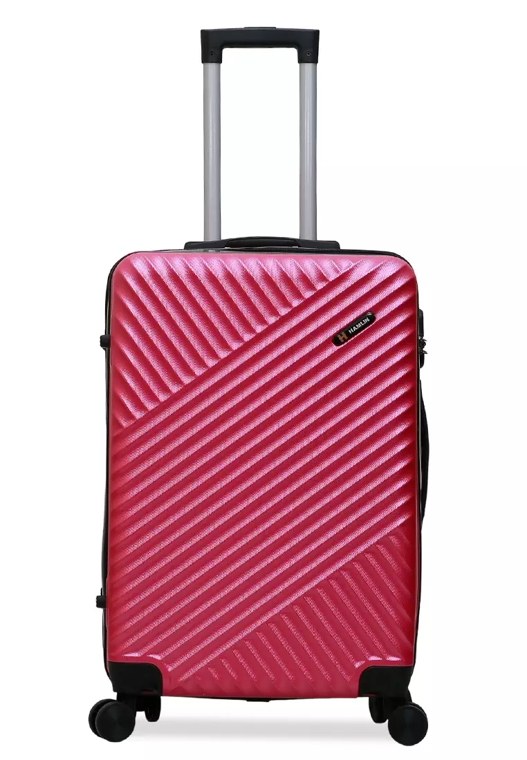 Isvara Tas Koper One Set Unisex Large Compartment Suitcase Number Code Locking Material Fiber ABS ORIGINAL - Pink
