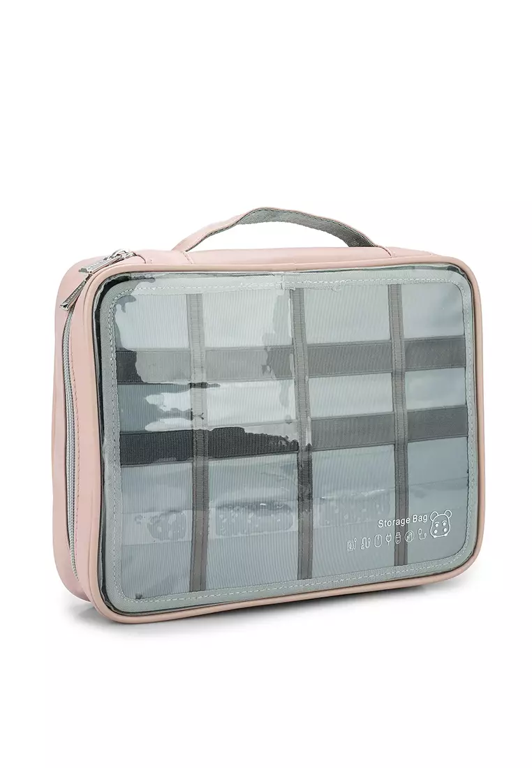 Buy BAGSTATION Travel Gadget and Accessories Pouch in Pink Grey