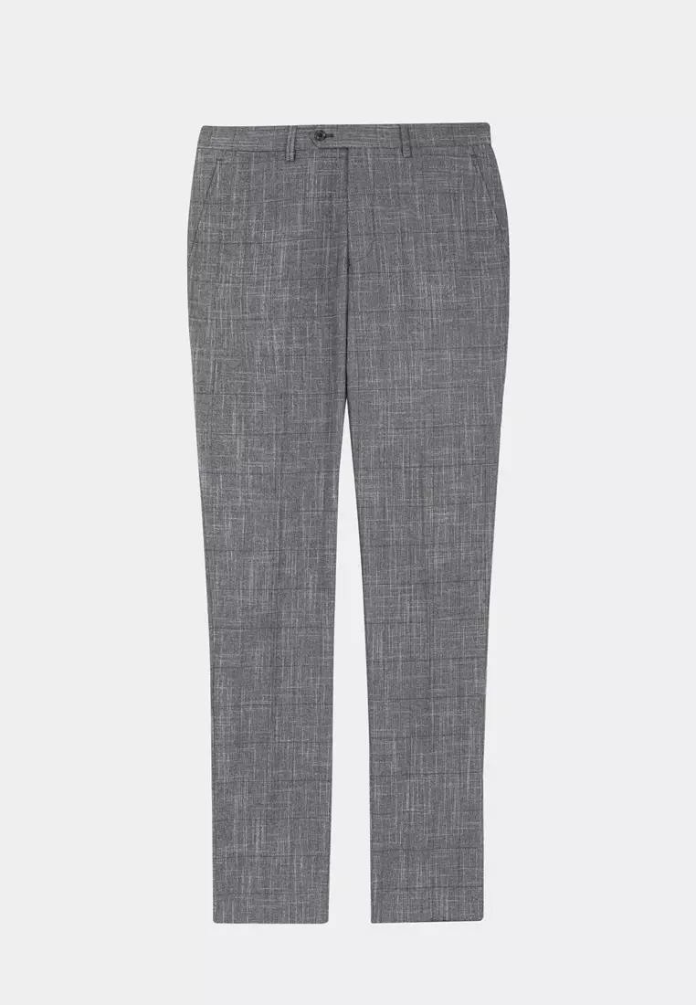 Dark Grey textured Slim Trousers