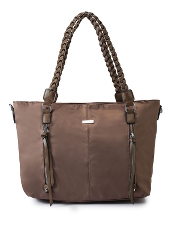 NUVEAU brown Premium Oxford Nylon Tote Bag Set of 2 391B4ACFA9CE5AGS_1