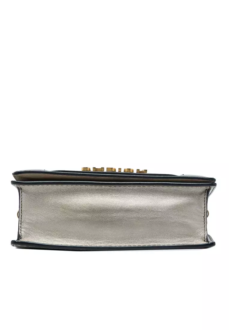 Pre-Loved Dior Metallic Calfskin Jadior Clutch With Chain