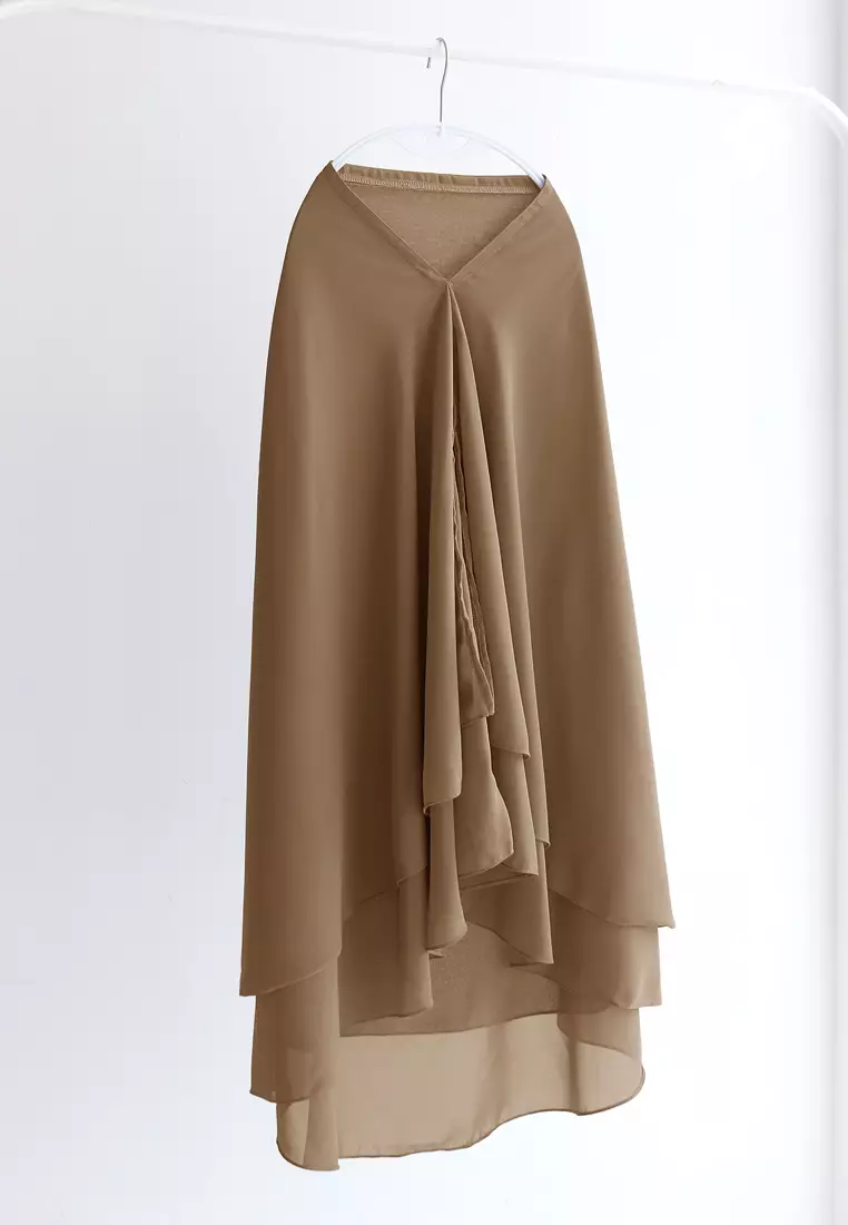 Anya Instan | Hijab Instan Resleting | Bergo Khimar Kerudung 2 Layer  - Sugar Almond