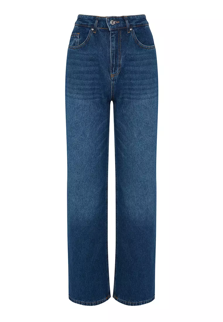 Buy Trendyol High Waist Wide Leg Jeans 2024 Online | ZALORA Singapore