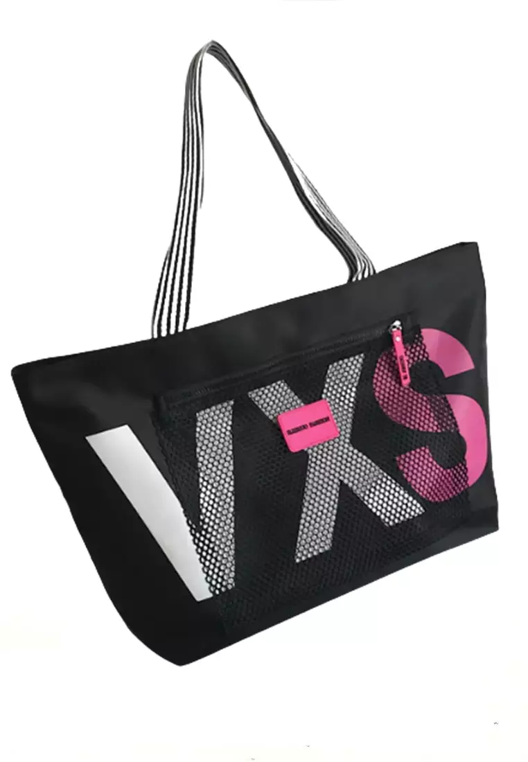 Eilaria Tas Selempang Wanita Tote Bag Gym Bag Design Sporty Large Storage Material Nylon ORIGINAL - Black