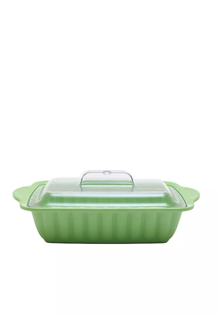 L.Blend 12.5 inch Sevila Rect. Casserole Cover Trans Hijau