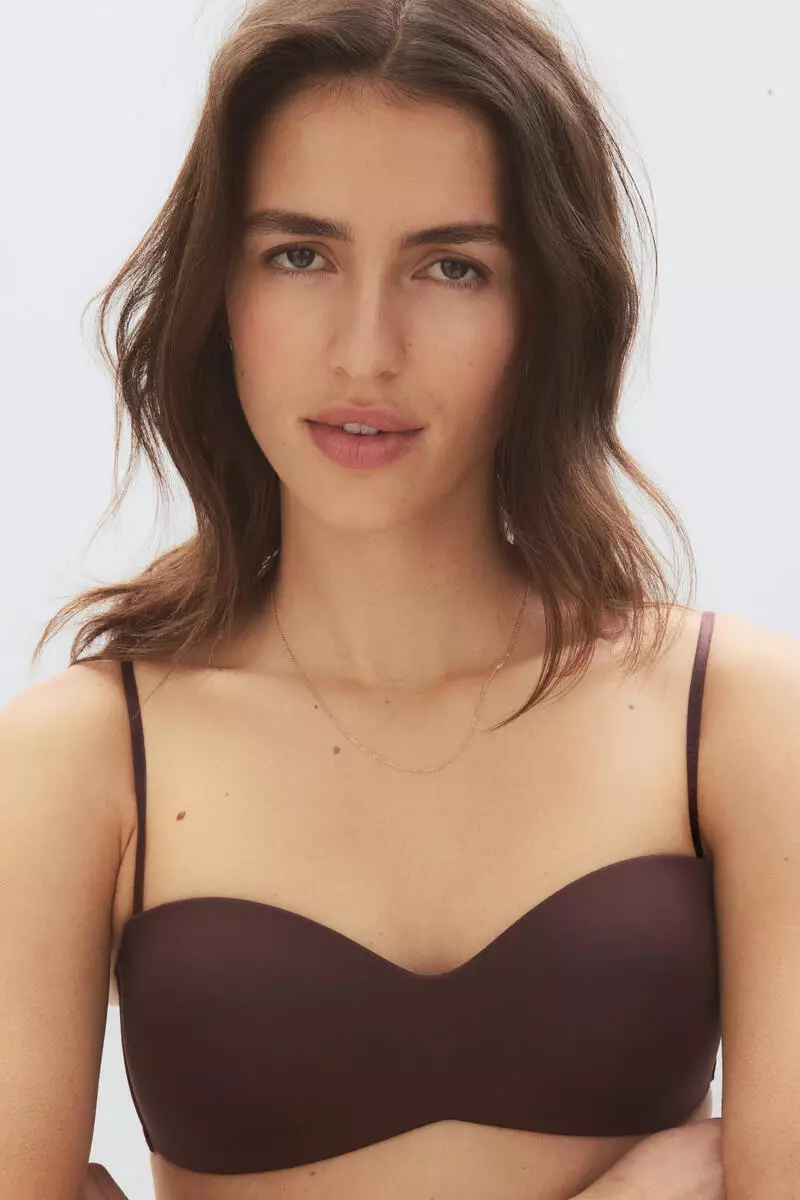 Padded microfibre bandeau bra