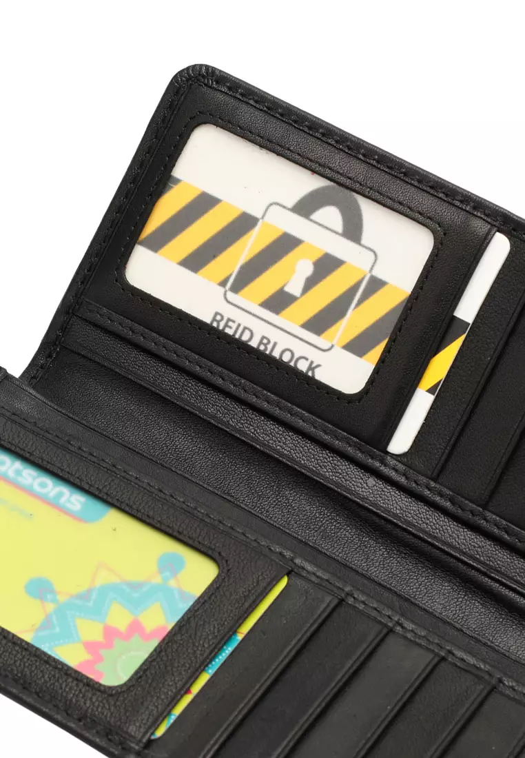 Men's RFID Blocking Bi Fold Long Wallet - Black