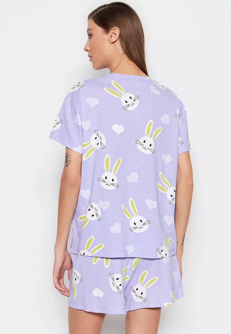 Printed T-Shirt and Shorts Pajama Set
