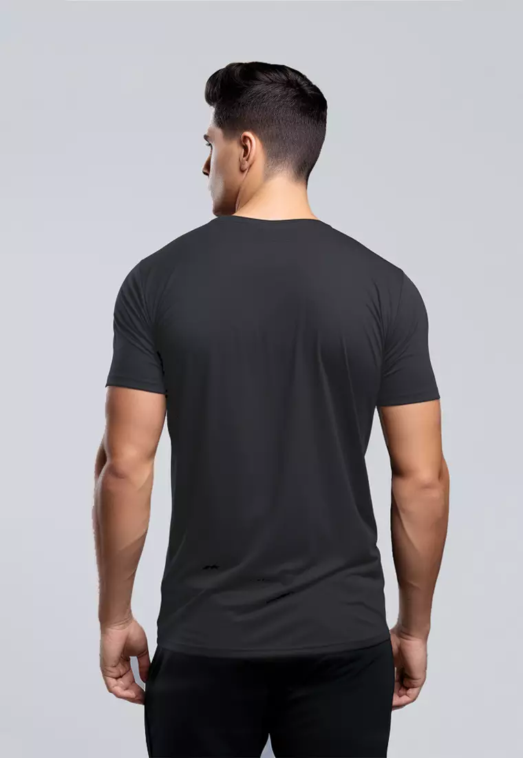 MS187 S/S baju tgn pendek olahraga cowo polos Td Active abu tua