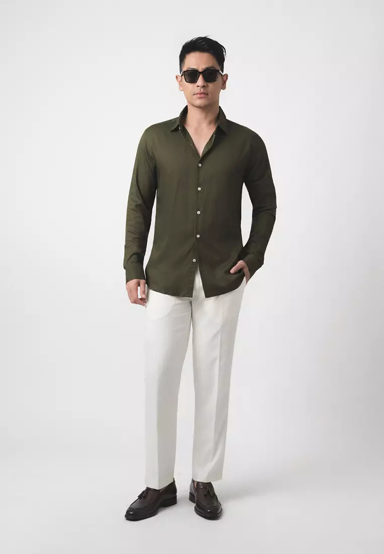 Viscose Dark Green Casual Shirt