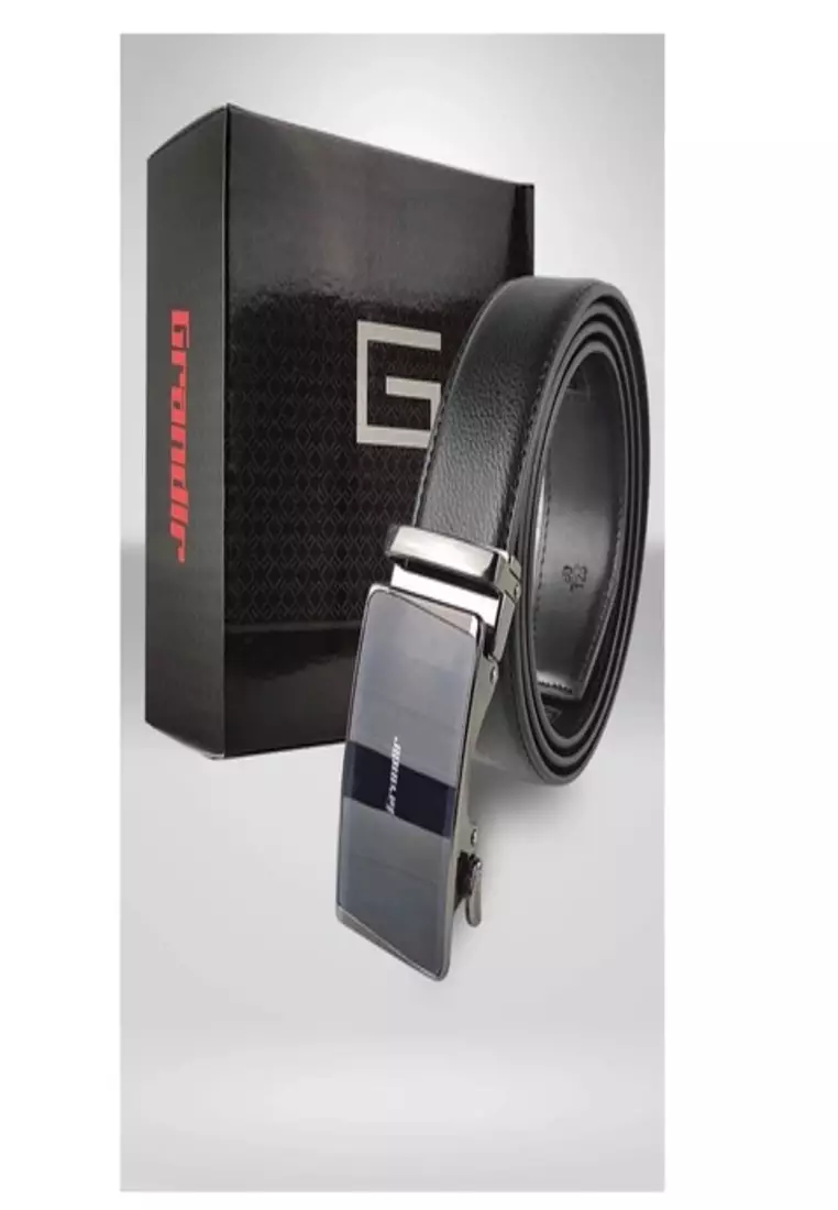 Grandir Ikat Pinggang Pria Kulit Sintetis Premium Sabuk Gesper Branded Impor Men Belt A 0911718001BLA