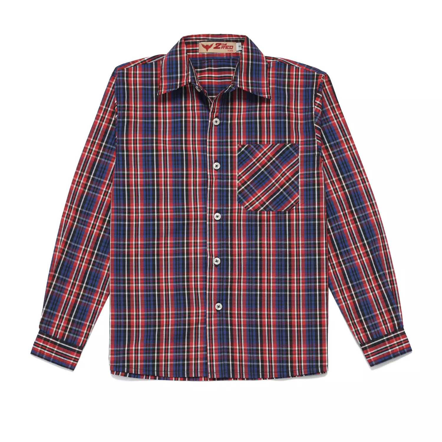 Kemeja Anak Perempuan Lengan Panjang Kotak Biru Merah - BRIGHT