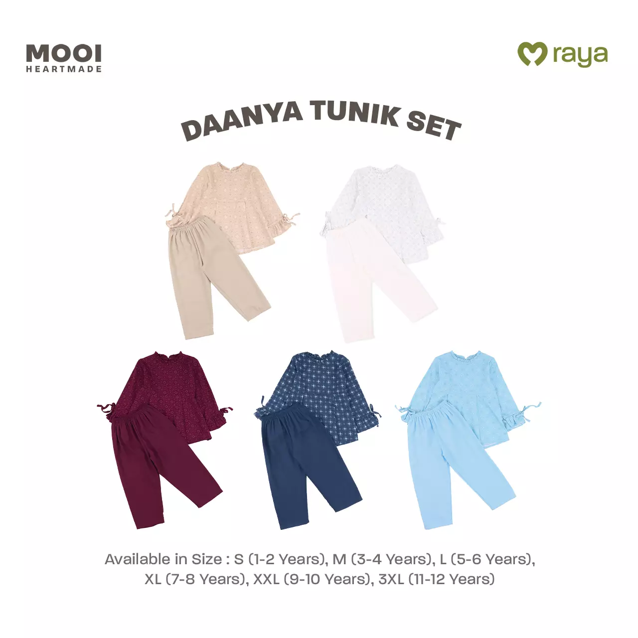 Mooi Setelan Anak Perempuan Raya Collection Daanya Tunik Set - Red Burgundy