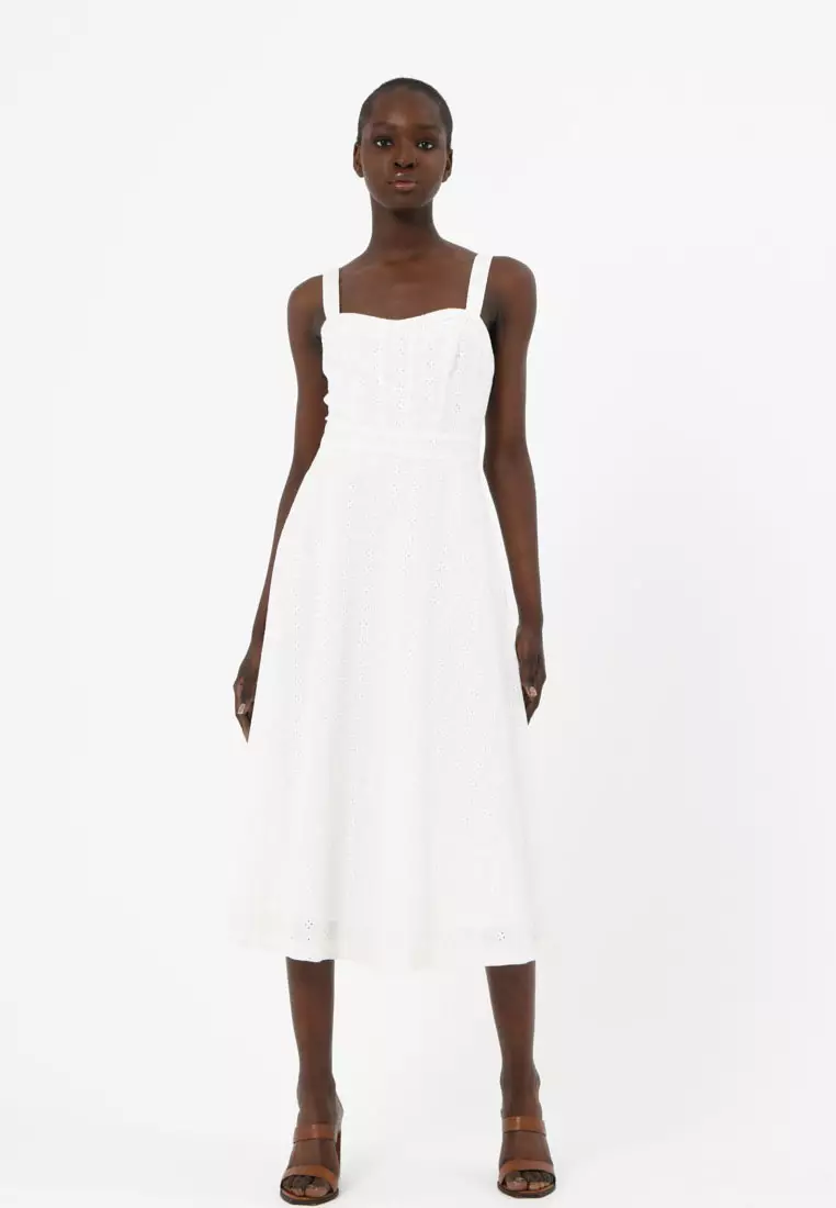 Buy FORCAST FORCAST Abella Broderie Cotton Dress in Ivory 2024
