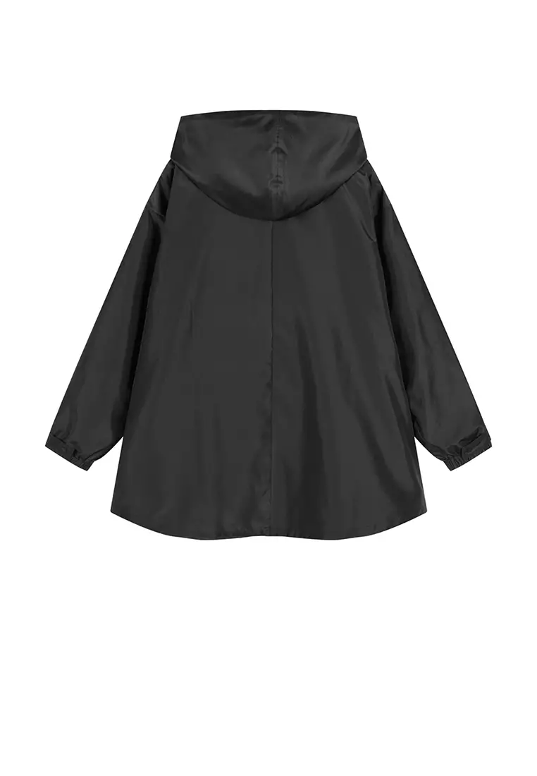 Loose hooded short windbreaker