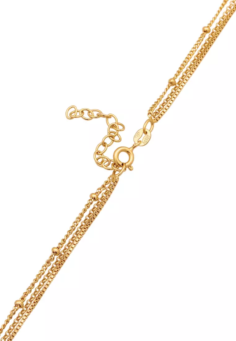 Necklace Layer Plate Venetian Chain Gold Plated Embellished With Crystal By Swarovski®