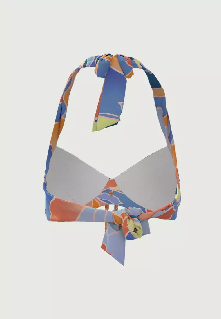 Waterlily Penny Blue Tie Front Halter Top