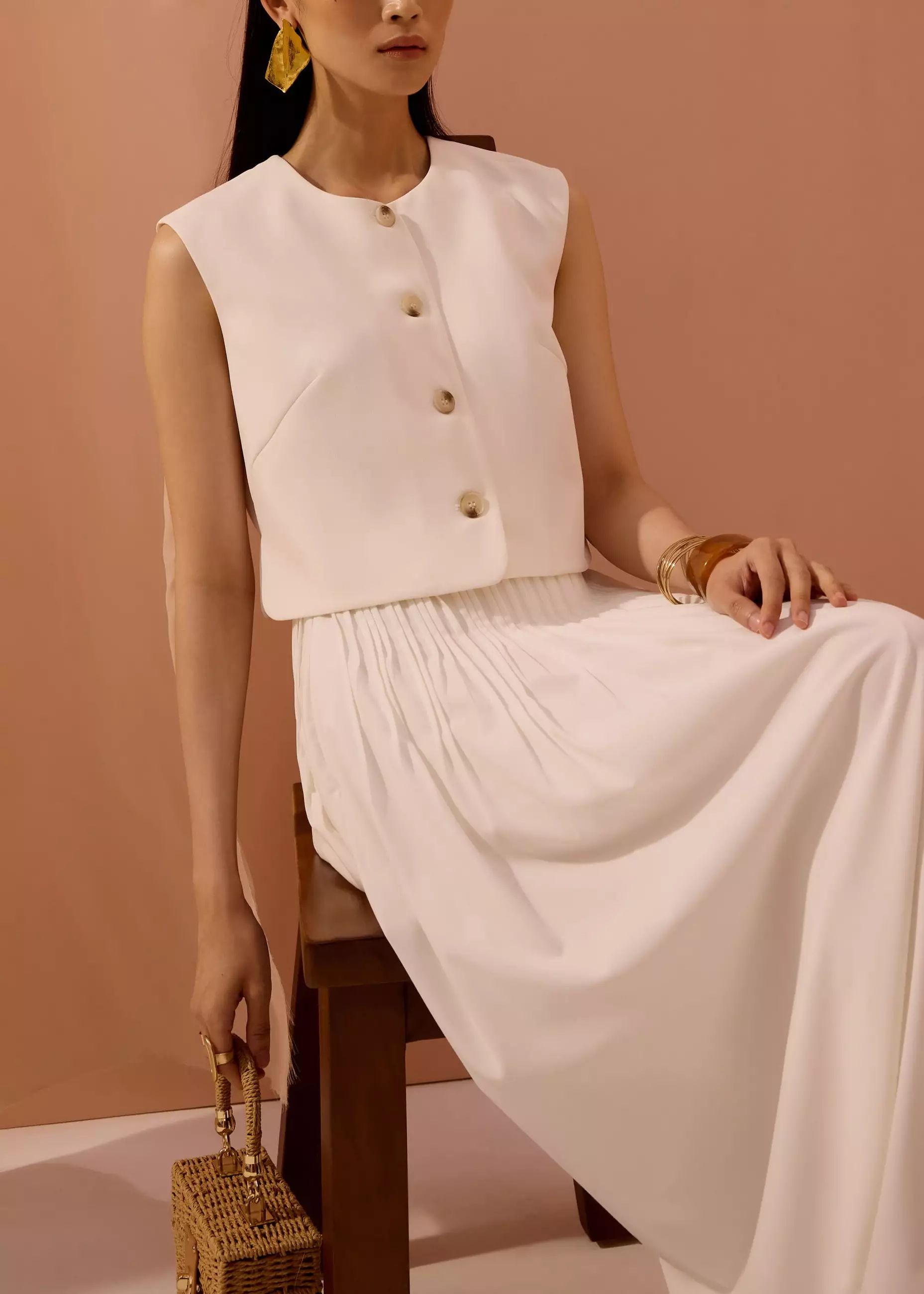 Atasan Wanita - Sammie Boxy Button Down Crop Top