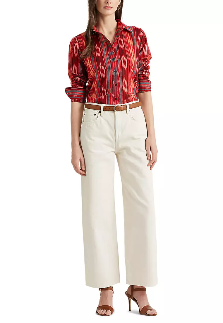 Lauren Ralph Lauren Geo-Striped Cotton Voile Shirt