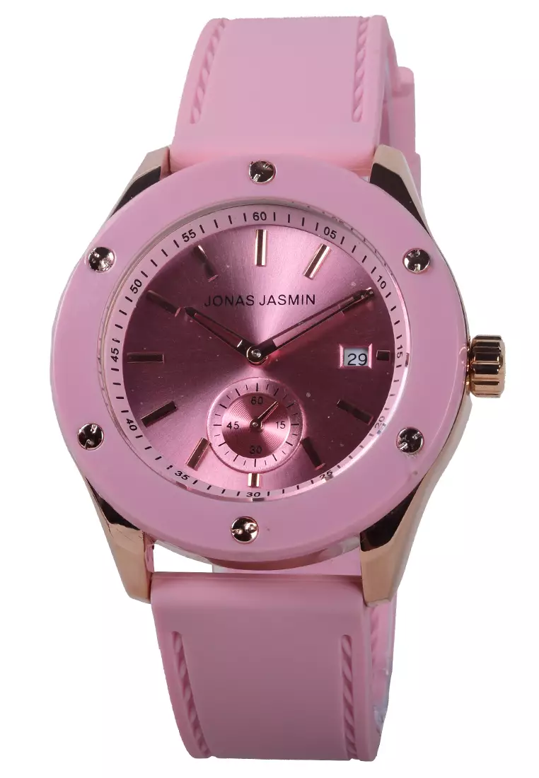 Jonas Jasmin - Jam Tangan Analog Wanita - Rosegold - Pink Rubber Strap - JJ-2223L