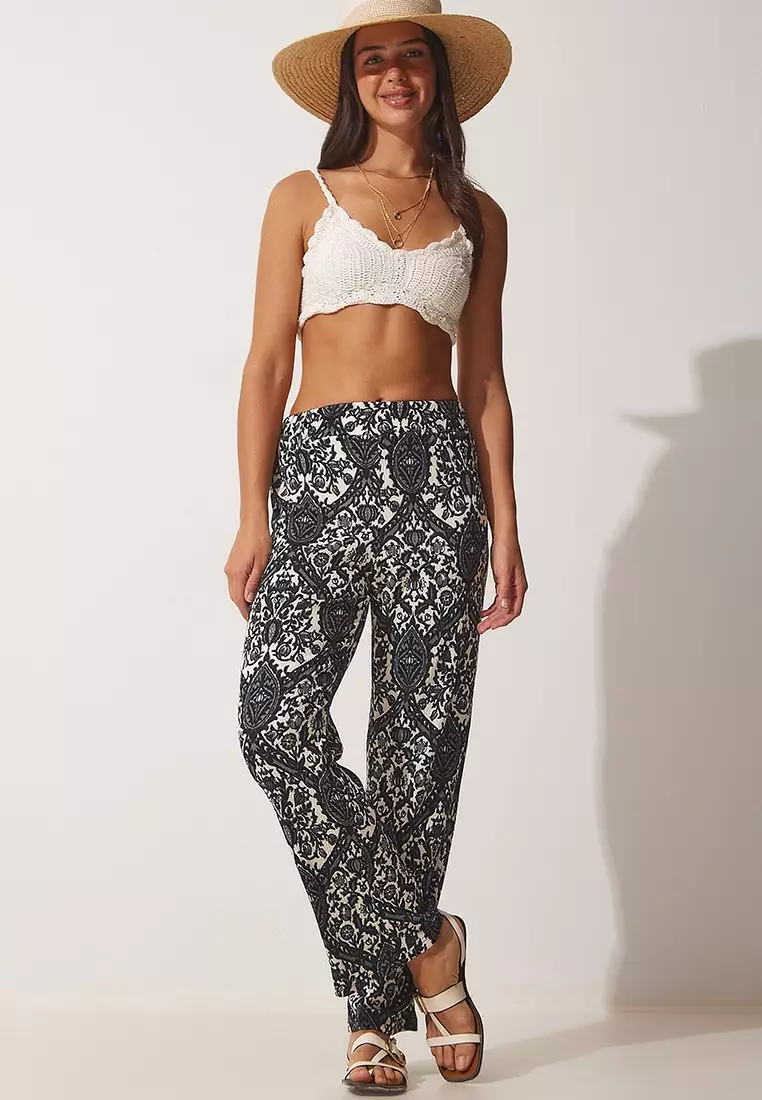 Happiness Istanbul Printed Summer Loose Pants 2024, Buy Happiness Istanbul  Online