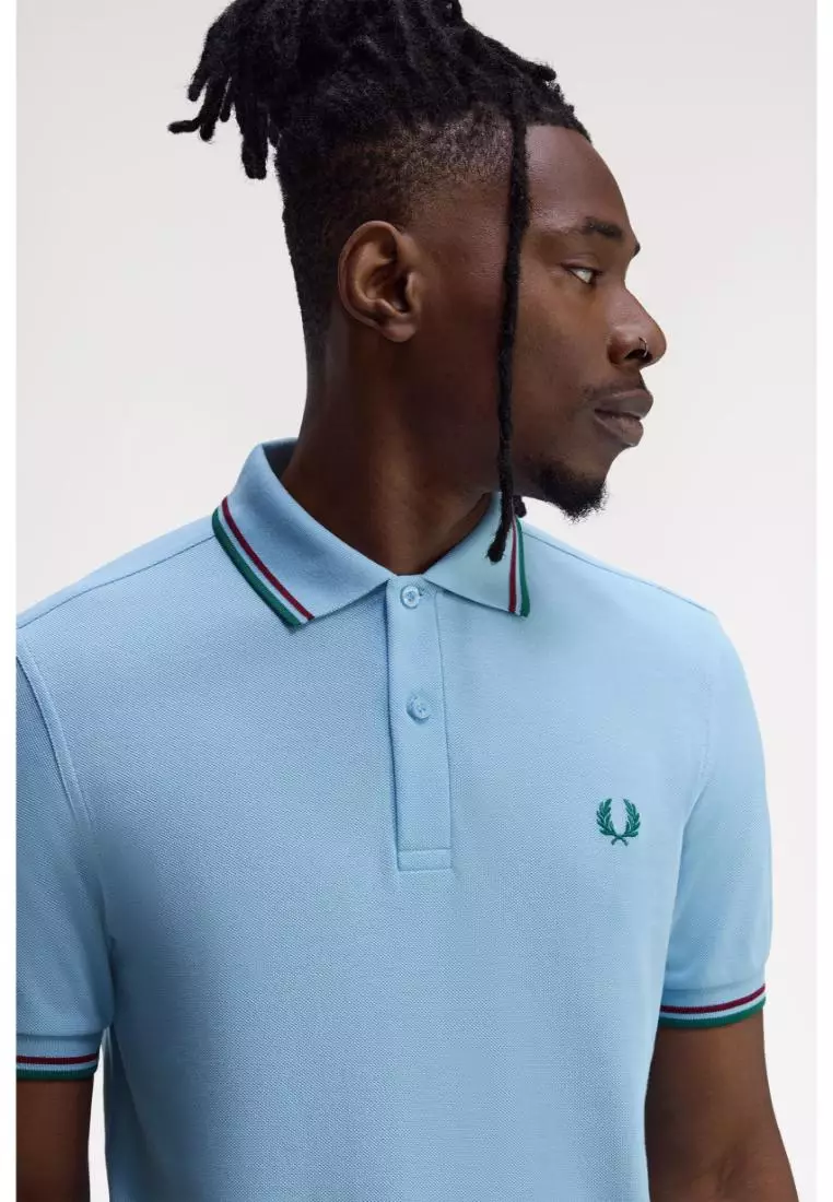 Fred Perry M3600 Twin Tipped Fred Perry Shirt (Track Blue / Burnt Red / Sport Green)