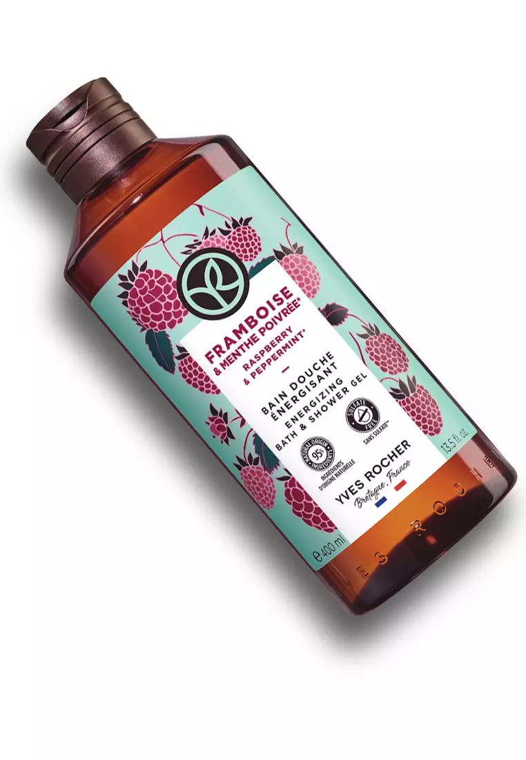 Raspberry Peppermint Energy Shower Gel - 400ml Natural Sulfate Free, Hydrating Body Wash