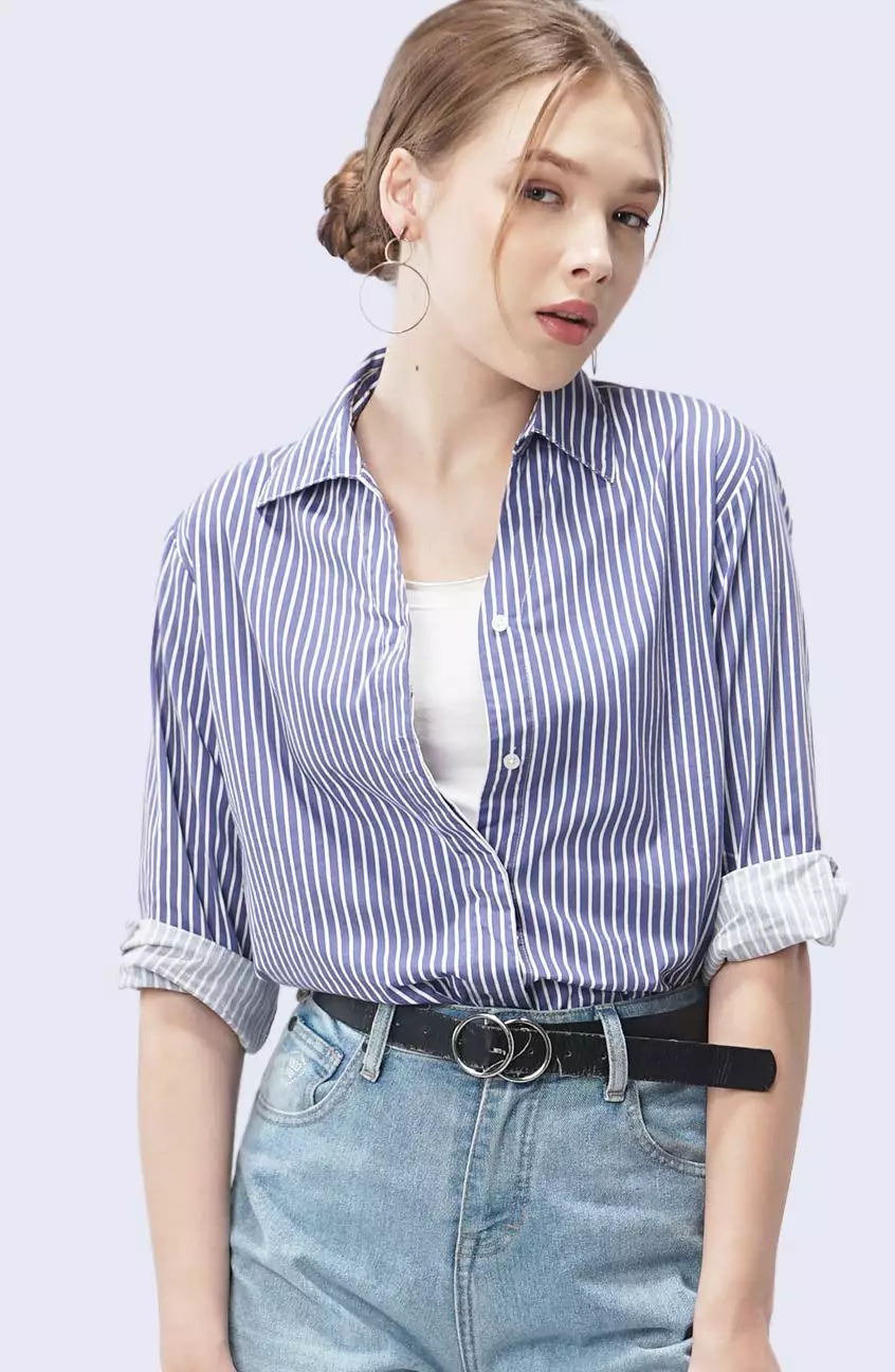 Kemeja Wanita Nadya Blue White