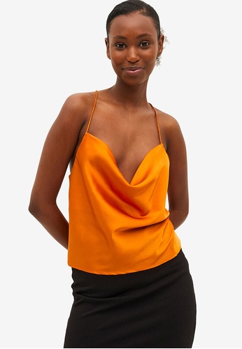 Monki Cowl-Neck Satin Top | ZALORA Malaysia
