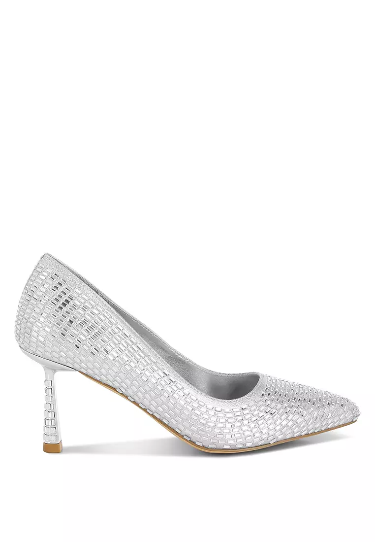 Discount on London Rag  shoes - SKU: Rhinestones Embellished Pumps in Silver