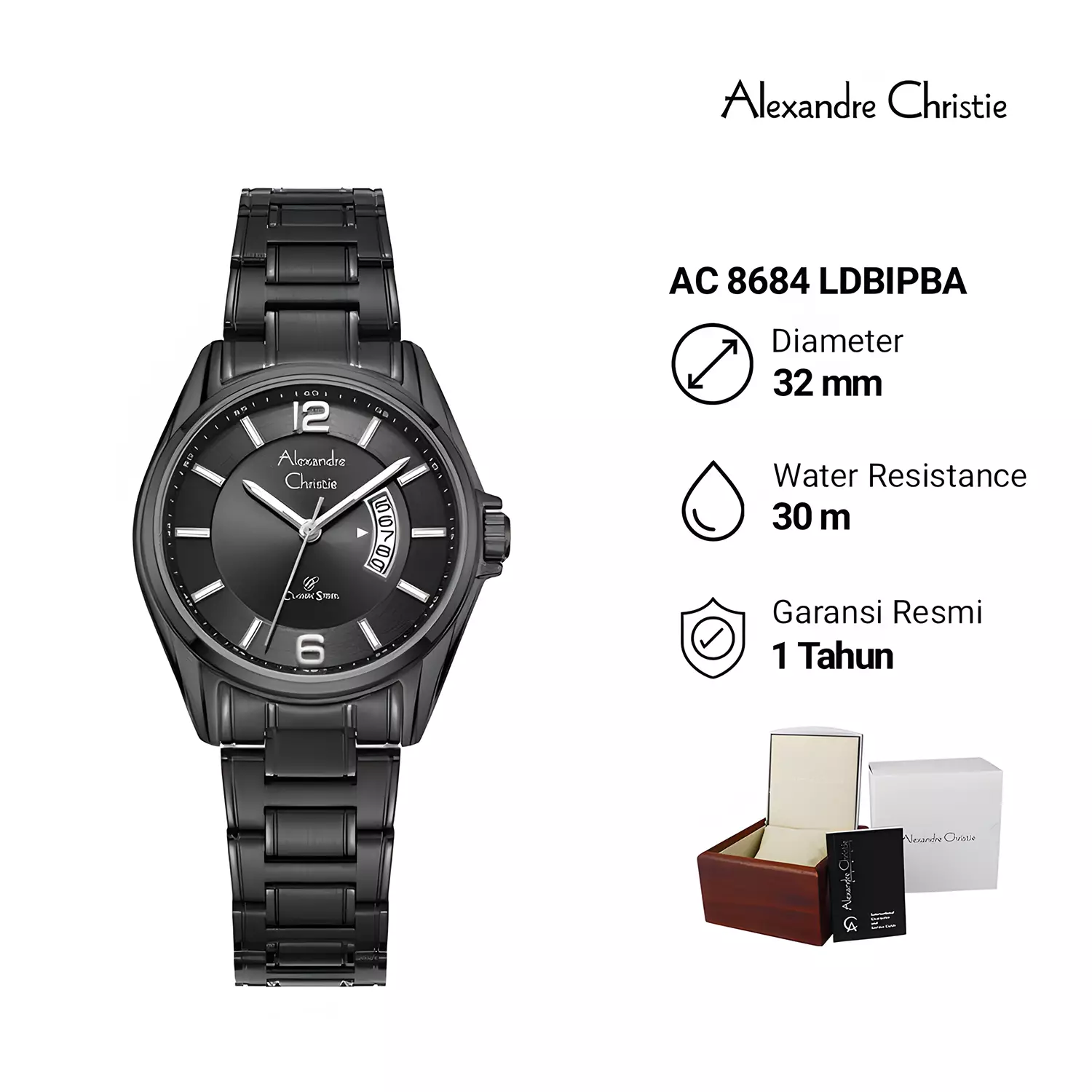 Jam Tangan Couple Pria Wanita - Classic Series - All Black Stainless Steel - 8684 MLDBIPBA