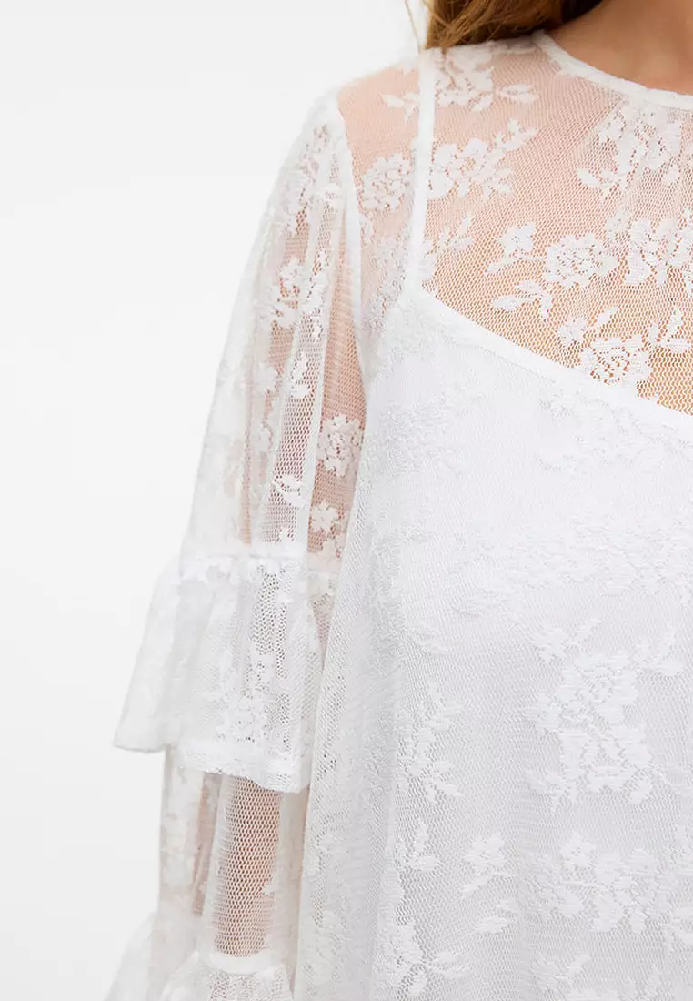Long Sleeves Lace Jersey Dress