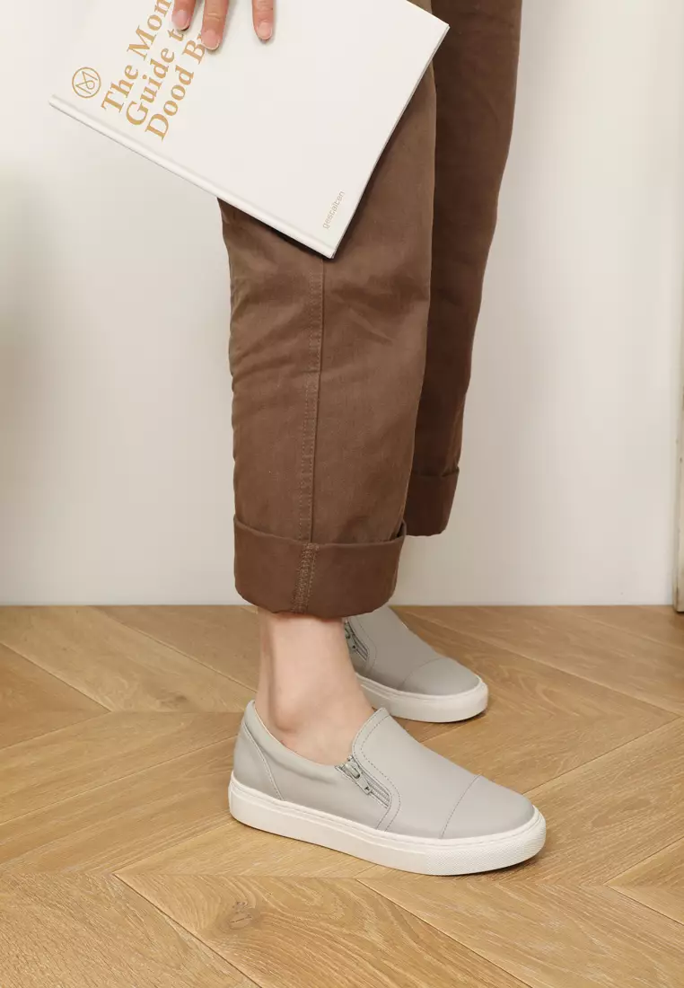 Leather Zipper Slip-Ons TH777-6