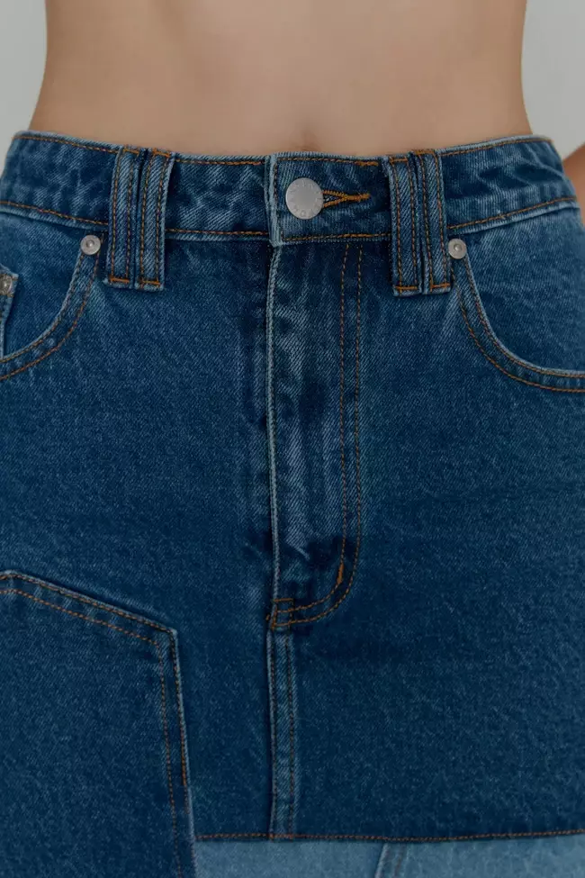 Up Side Down Denim Maxi Skirt