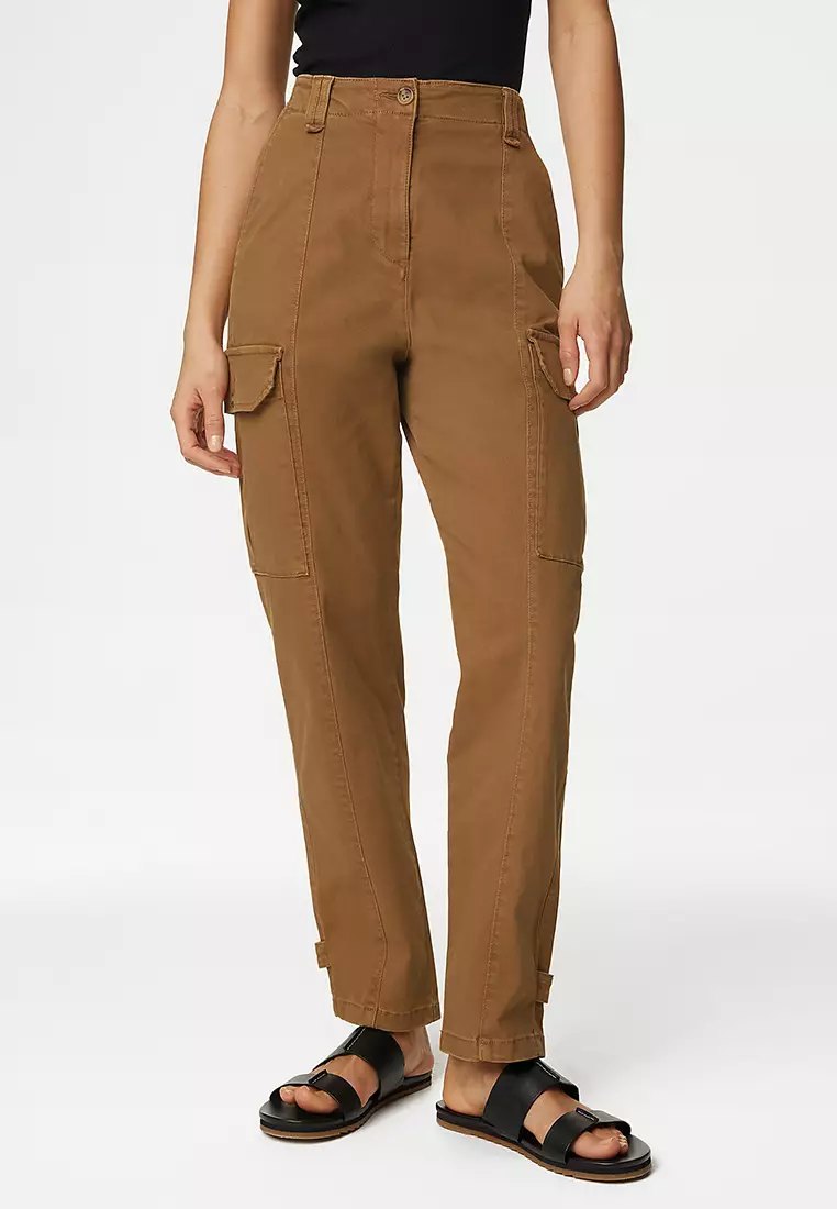 Jual Marks Spencer Cotton Rich Cargo High Waisted Trousers