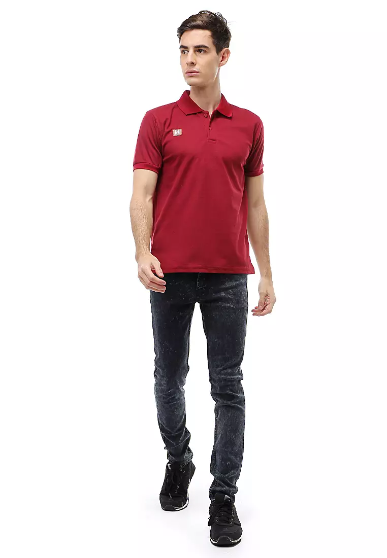 Jack Atasan Formal Pria T-Shirt Kaos Polo Polos Lengan Pendek Material Cotton ORIGINAL - Maroon