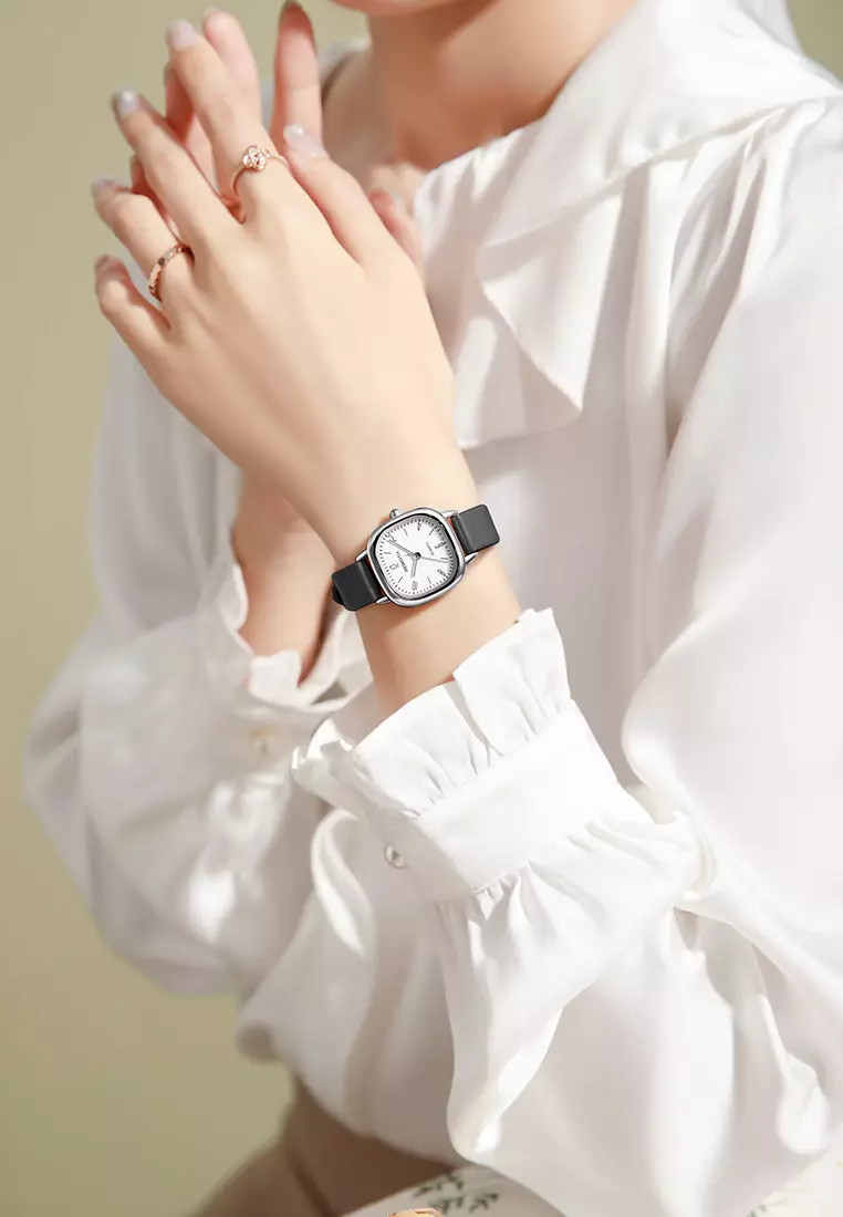 Jam Tangan Wanita Gaya Retro Korea untuk Bisnis Anti Air Jam Tangan Cewek Hitam