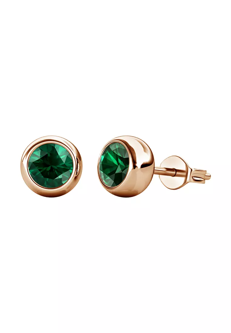 Birth Stone Moon Earring May Emerald RG - Anting Crystal Swarovski by Her Jewellery