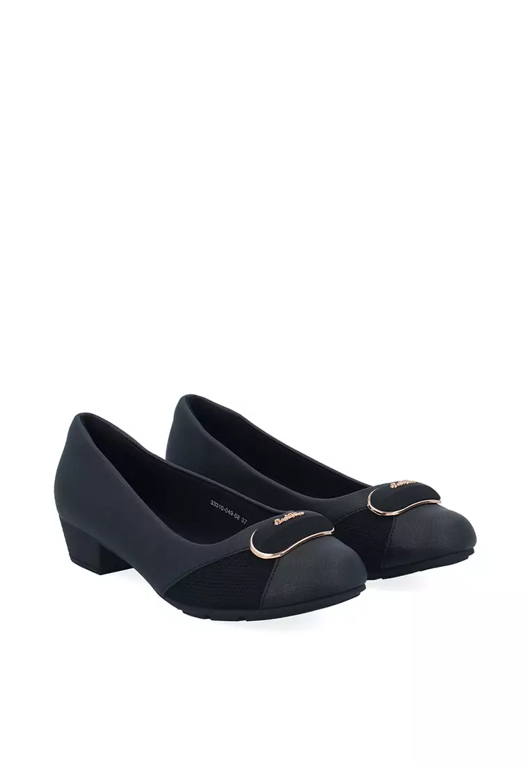 Black CR Amelia Textured Pumps