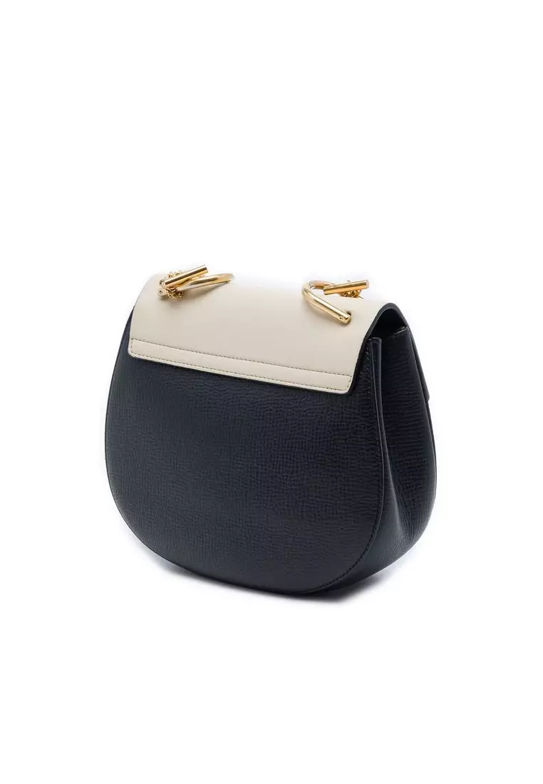 Pre-Loved Chloé Small Bicolor Smooth And Grained Calfskin Drew Crossbody
