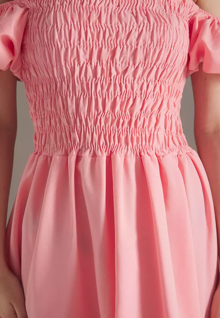 Pink Plain Mini Woven Dress TWOSS25EL00670