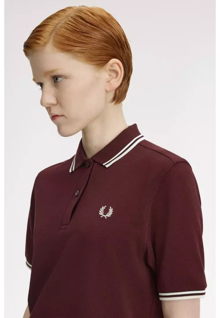 Fred Perry G3600 Twin Tipped Fred Perry Shirt (Oxblood / Ecru / Ecru)