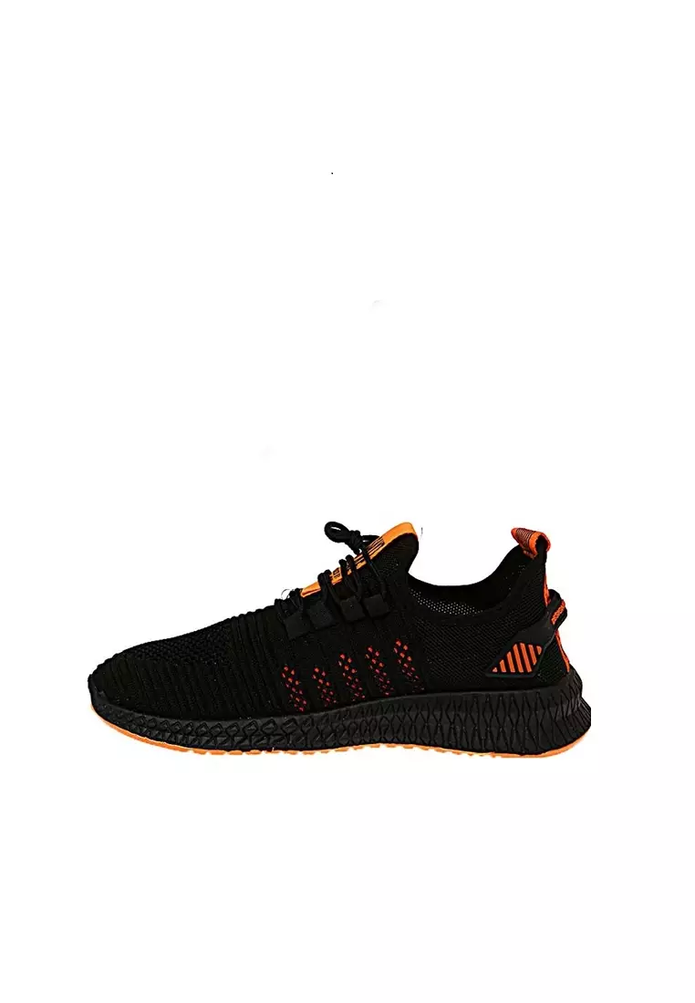 Chayton Sepatu Olahraga Pria Kasual Running Sport Material Flyknit Mesh ORIGINAL - Black Orange