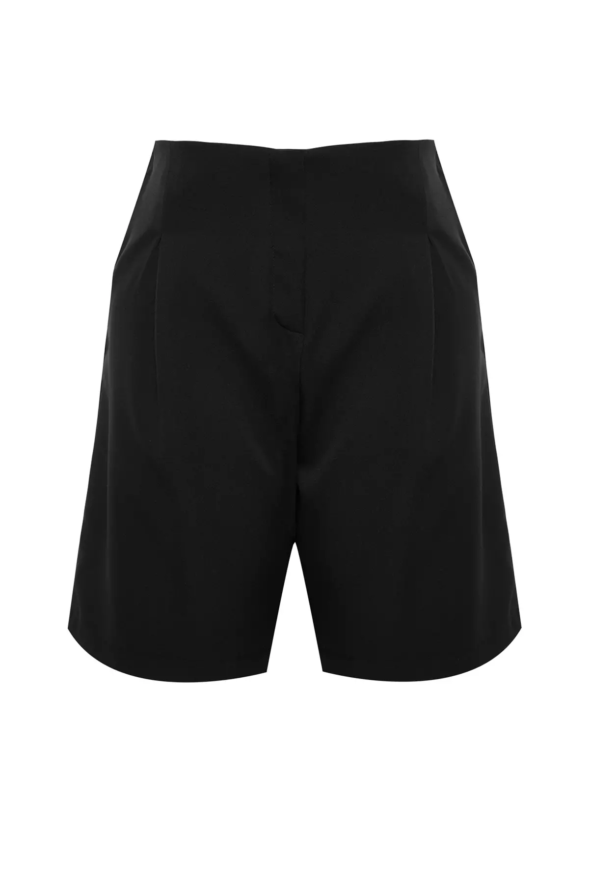 Buy Trendyol Plus Size Black High Waist Finike Woven Shorts & Bermuda ...