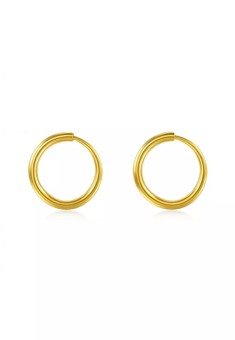 999.9 24K Gold Essence Hoops Earrings 95436E